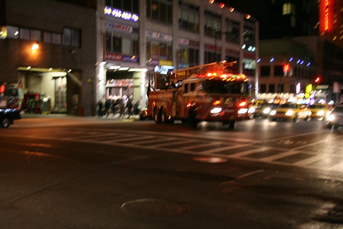 Fire truck. The sound was very loudly (more than fire trucks in Europe)