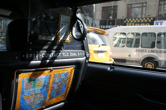 Inside a New Yorker taxi