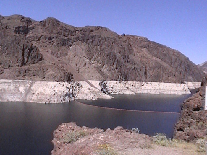 lake mead side of dam. check out where the water used to be.