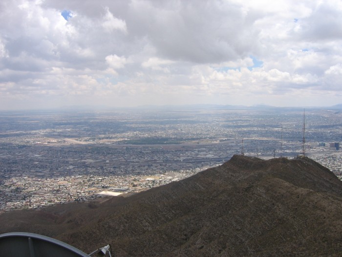 On top of the Franklin Mountains looking into Cd. Juarez on a not so sunny day